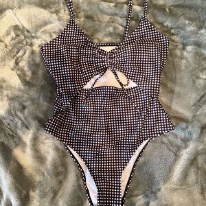 Aeropostale Black and White Checkered Swimsuit w/ open front tie